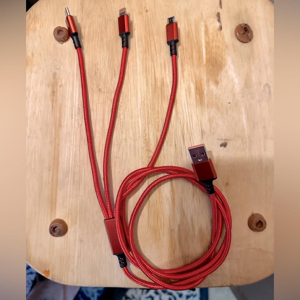 Red 3 in 1 charging plug